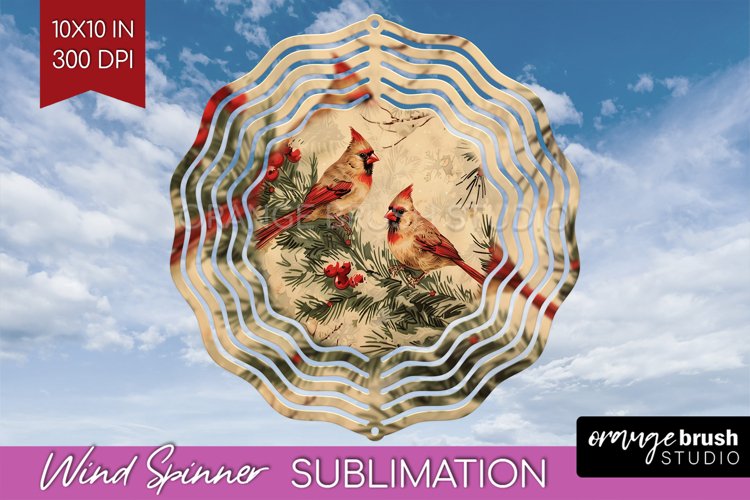 Retro Christmas Wind Spinner PNG - Xmas Holiday Sublimation example image 1