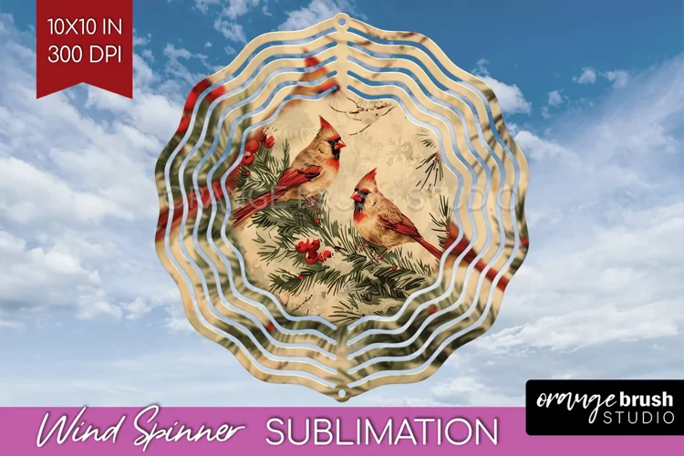 Retro Christmas Wind Spinner PNG - Xmas Holiday Sublimation