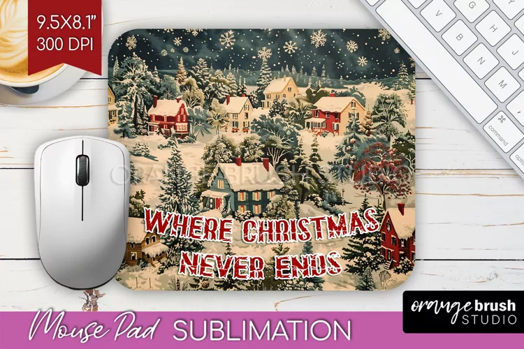 Retro Christmas Mouse Pad Sublimation - Xmas Mousepad PNG