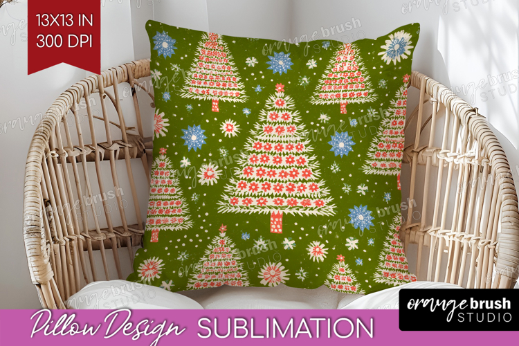 Retro Christmas Pillow Sublimation - Vintage Aesthetic Cover