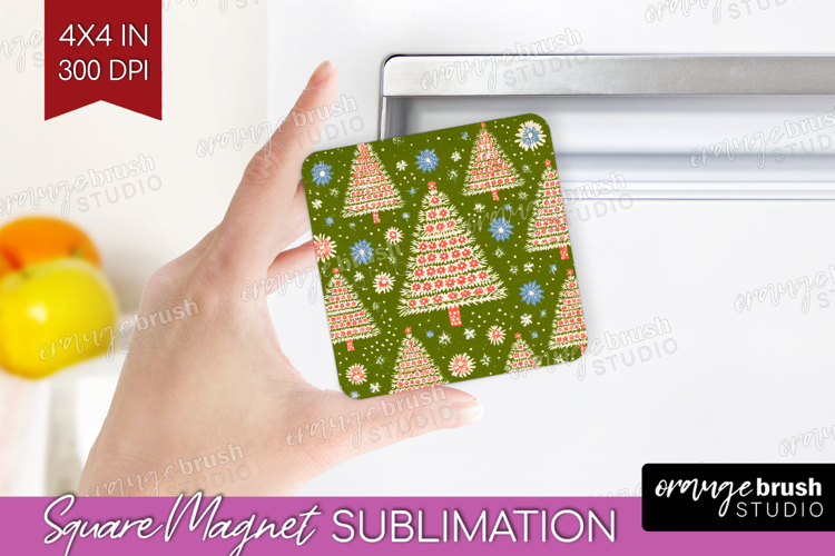 Retro Christmas Magnet Sublimation - Vintage Aesthetic PNG