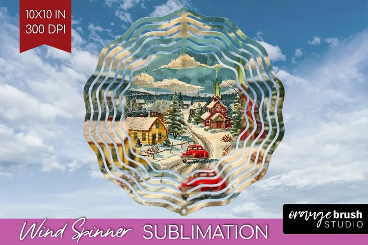 Retro Christmas Wind Spinner PNG - Xmas Holiday Sublimation
