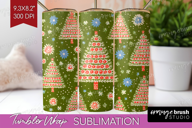 Retro Christmas Tumbler Wrap - Vintage Aesthetic Tumbler PNG