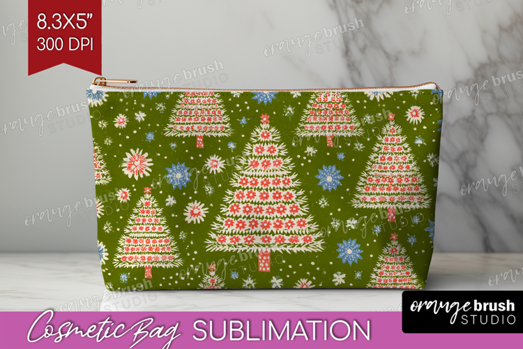 Retro Christmas Cosmetic Bag - Vintage Aesthetic Makeup Bag