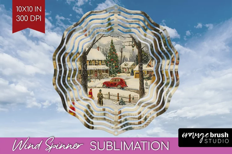 Retro Christmas Wind Spinner PNG - Xmas Holiday Sublimation