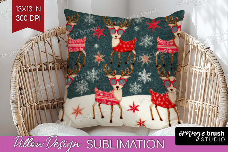 Retro Christmas Pillow Sublimation - Vintage Aesthetic Cover