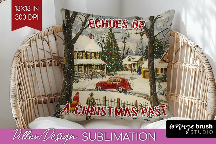 Retro Christmas Pillow Sublimation - Xmas Pillow Cover PNG