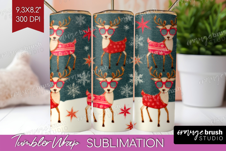 Retro Christmas Tumbler Wrap - Vintage Aesthetic Tumbler PNG