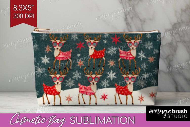 Retro Christmas Cosmetic Bag - Vintage Aesthetic Makeup Bag example image 1