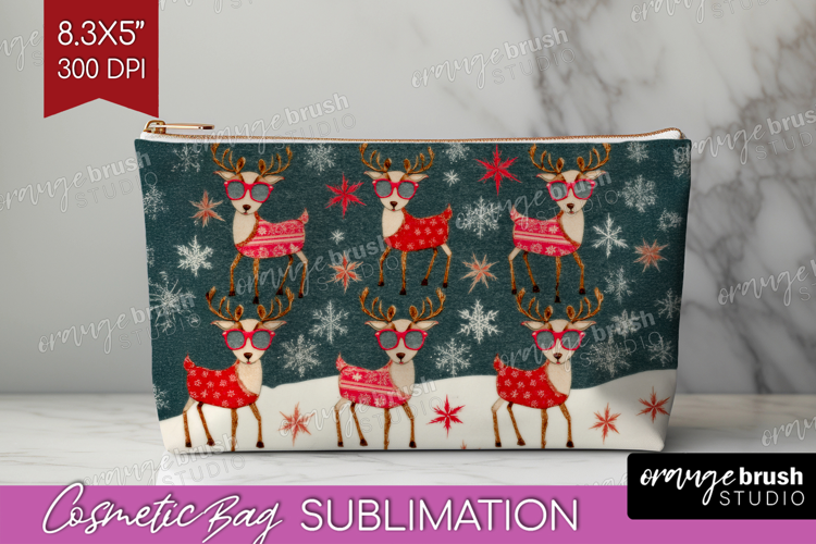 Retro Christmas Cosmetic Bag - Vintage Aesthetic Makeup Bag