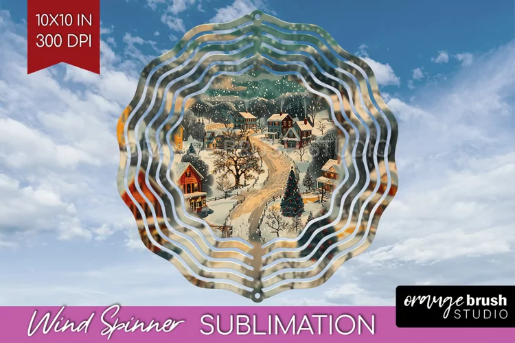 Retro Christmas Wind Spinner PNG - Xmas Holiday Sublimation