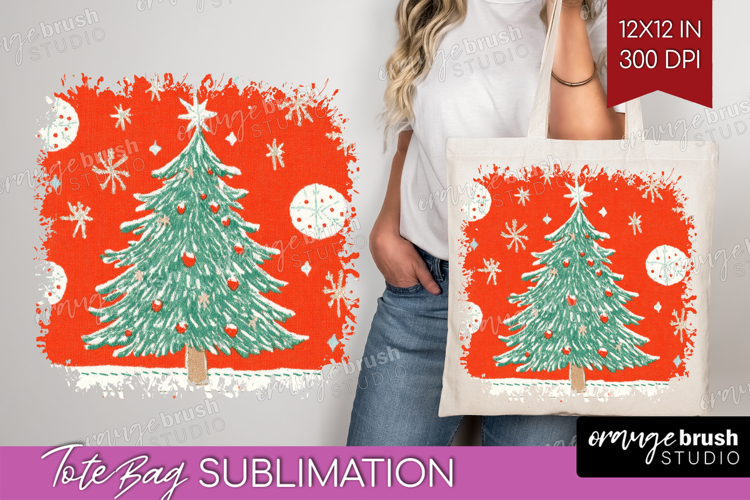 Retro Christmas Tote Bag - Vintage Aesthetic Tote Bag PNG