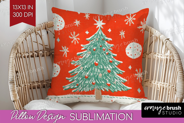 Retro Christmas Pillow Sublimation - Vintage Aesthetic Cover