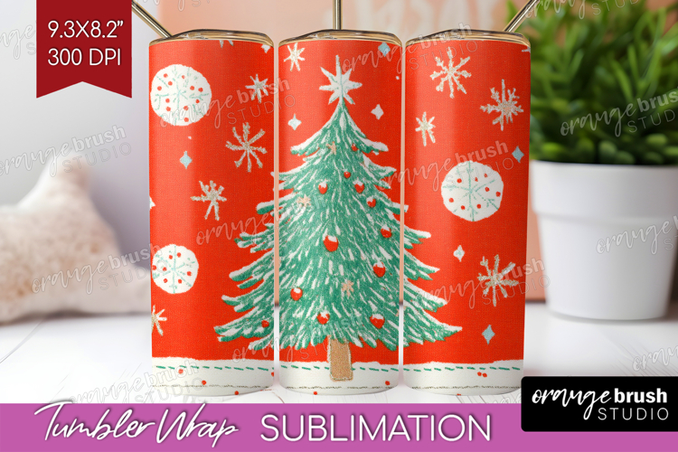 Retro Christmas Tumbler Wrap - Vintage Aesthetic Tumbler PNG