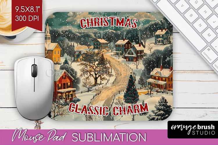 Retro Christmas Mouse Pad Sublimation - Xmas Mousepad PNG