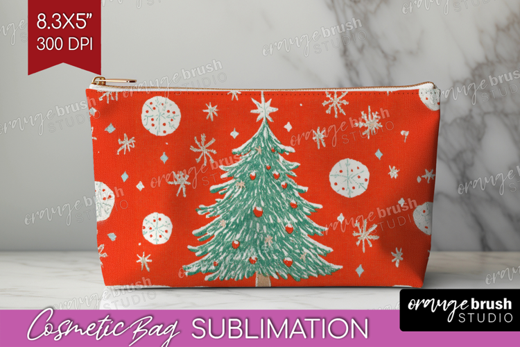 Retro Christmas Cosmetic Bag - Vintage Aesthetic Makeup Bag