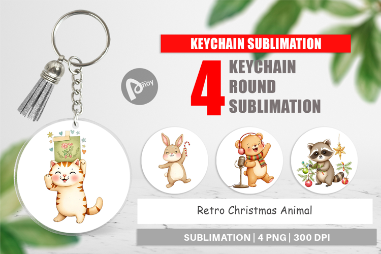 Keychain Retro Christmas Animals