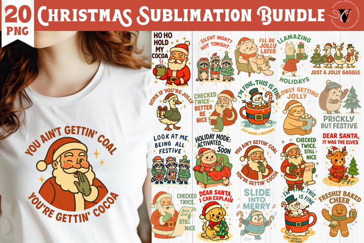 Retro Christmas sublimation bundle | Funny Christmas clipart
