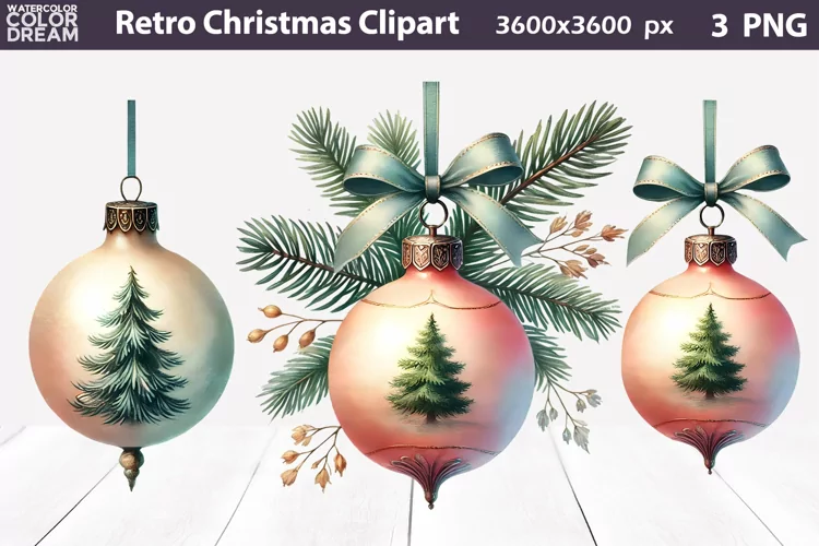 Christmas Bauble Clipart | Vintage Christmas Ornament