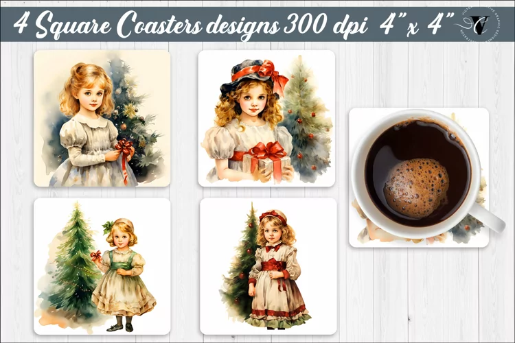 Square Coasters | Retro Christmas sublimation