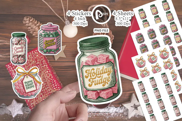 Christmas Sweet Jars Sticker