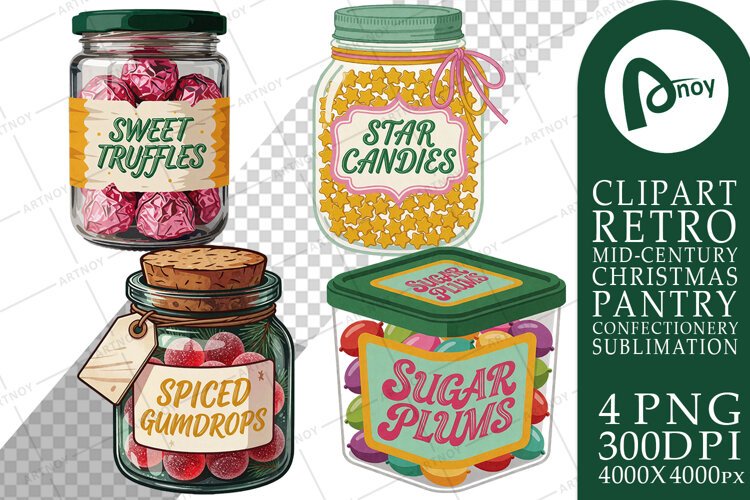 Christmas Sweet Jars Sublimation example image 1