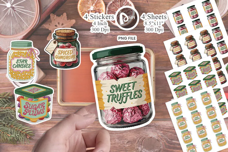 Christmas Sweet Jars Sticker