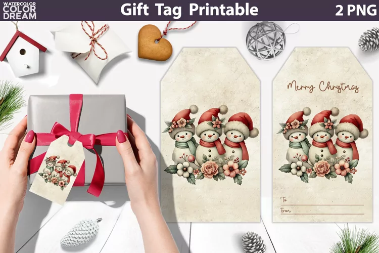 Snowman Gift Tags | Retro Christmas Tag Printable