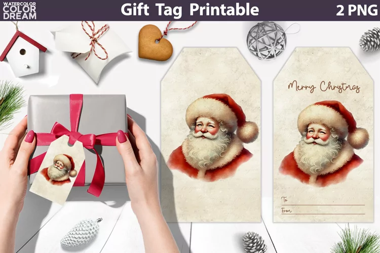 Santa Claus Gift Tags | Retro Christmas Tag Printable