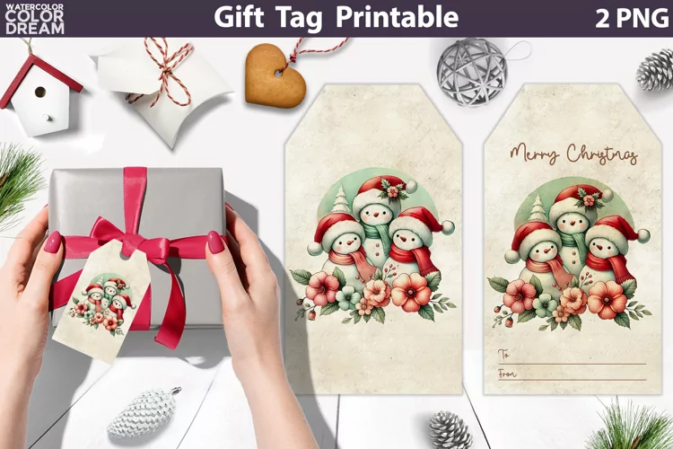Snowman Family Gift Tags | Retro Christmas Tag Printable
