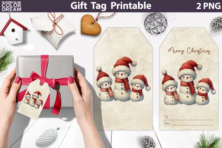 Snowman Family Gift Tags | Retro Christmas Tag Printable