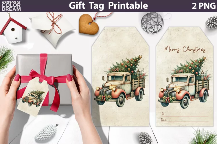 Christmas Truck Gift Tags | Retro Christmas Tag Printable