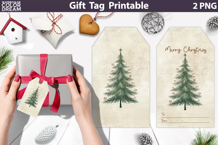 Christmas Tree Gift Tags | Retro Christmas Tag Printable