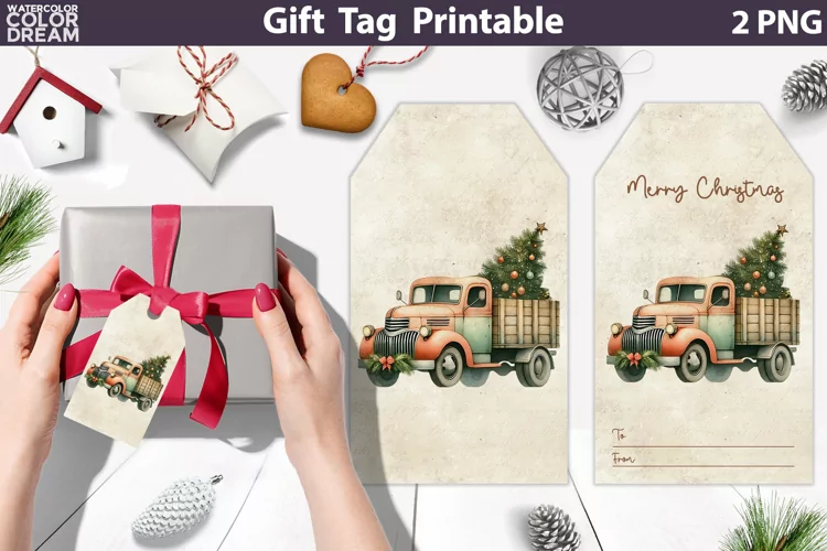 Christmas Truck Gift Tags | Retro Christmas Tag Printable