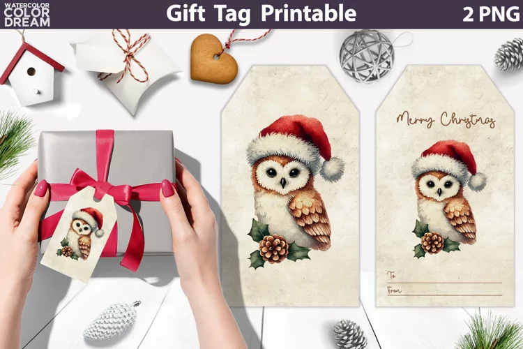 Christmas Owl Gift Tags | Retro Christmas Gift Tag