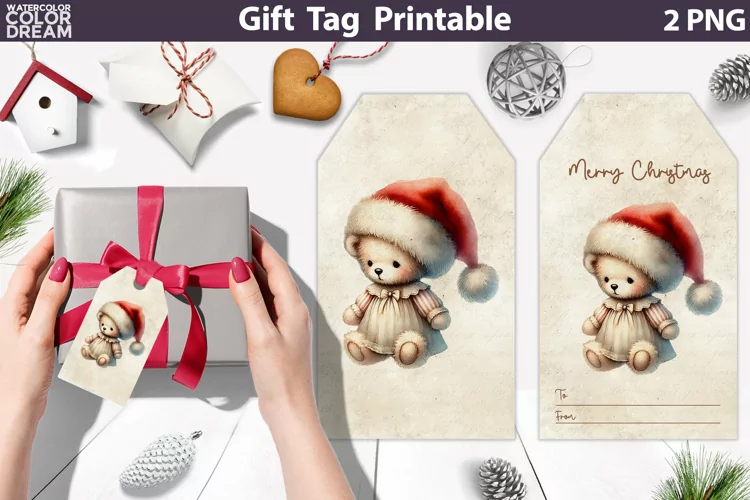 Christmas Teddy Bear Gift Tags | Retro Christmas Gift Tag