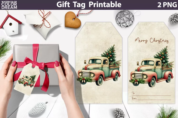 Christmas Truck Gift Tags | Retro Christmas Tag Printable
