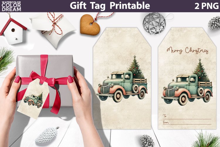 Christmas Truck Gift Tags | Retro Christmas Tag Printable