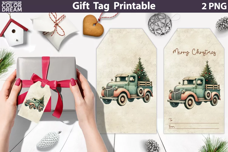 Christmas Truck Gift Tags | Retro Christmas Tag Printable