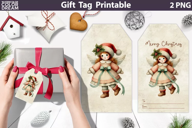Christmas Angel Gift Tags | Retro Christmas Tag
