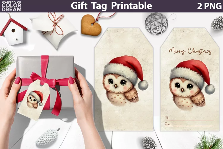 Christmas Owl Gift Tags | Retro Christmas Gift Tag