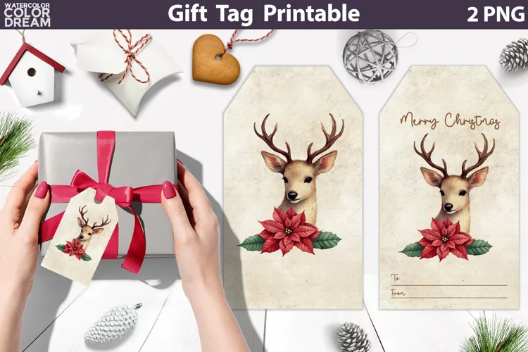 Christmas Reindeer Gift Tags | Retro Christmas Tag