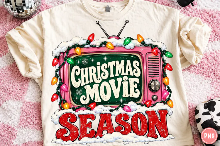Christmas Movie Season PNG | Retro Vintage Christmas TV Png