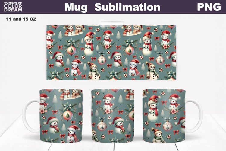 Christmas Snowman Wrap | Christmas Mug Sublimation