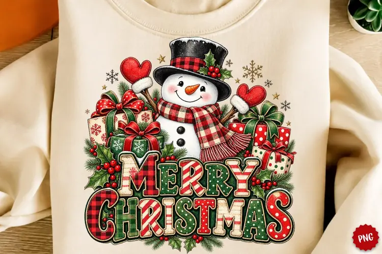 Retro Christmas Snowman Holly Jolly PNG, Merry Christmas PNG