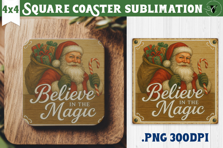 Retro Christmas Square Coasters | Christmas quotes