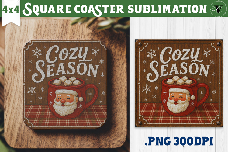Retro Christmas Square Coasters | Christmas quotes