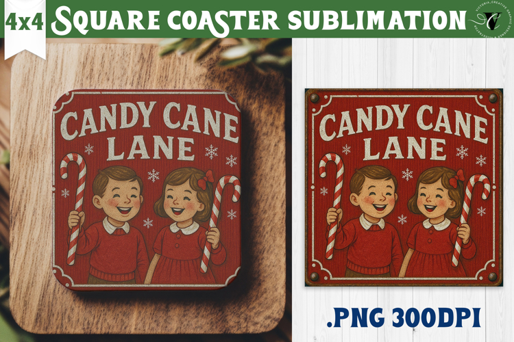 Retro Christmas Square Coasters | Christmas quotes