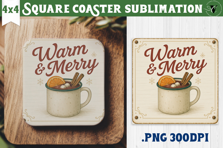 Retro Christmas Square Coasters | Christmas quotes