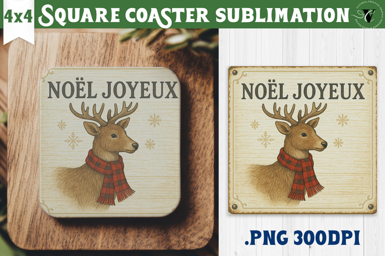 Retro Christmas Square Coasters | Christmas quotes